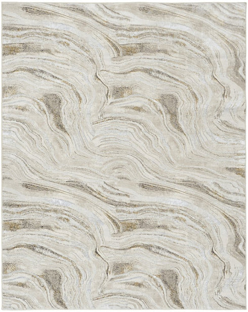 5' X 7' Gold Gray and Ivory Abstract Non Skid Area Rug
